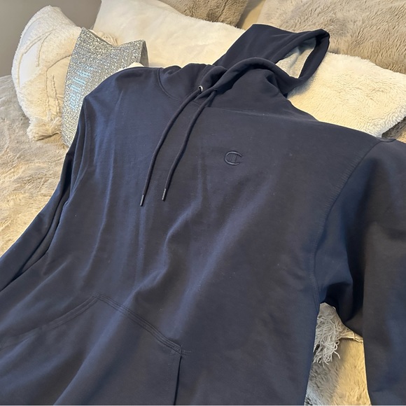 NWT CHAMPION THICK XL COTTON HOODIE (NAVY BLUE W/NAVY BLUE LOGO RARE) - Picture 5 of 6